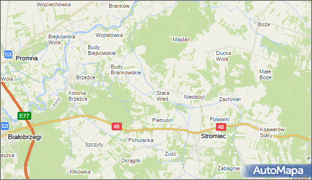 mapa Stara Wieś gmina Stromiec, Stara Wieś gmina Stromiec na mapie Targeo