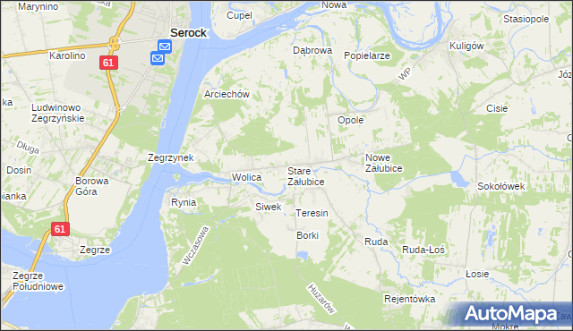 mapa Stare Załubice, Stare Załubice na mapie Targeo