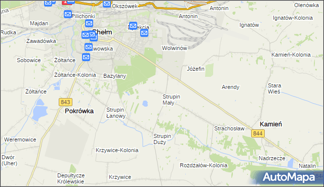 mapa Strupin Mały, Strupin Mały na mapie Targeo