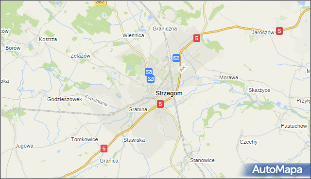mapa Strzegom powiat świdnicki, Strzegom powiat świdnicki na mapie Targeo