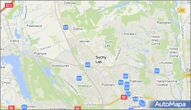 mapa Suchy Las powiat poznański, Suchy Las powiat poznański na mapie Targeo