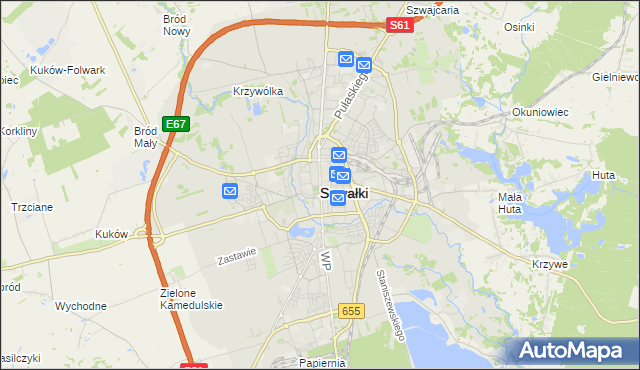 mapa Suwałk, Suwałki na mapie Targeo
