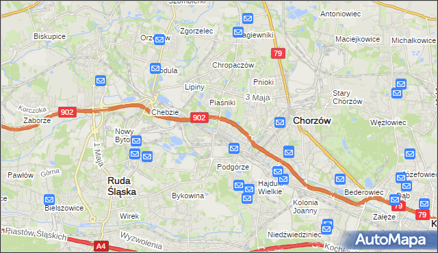 mapa Świętochłowice, Świętochłowice na mapie Targeo