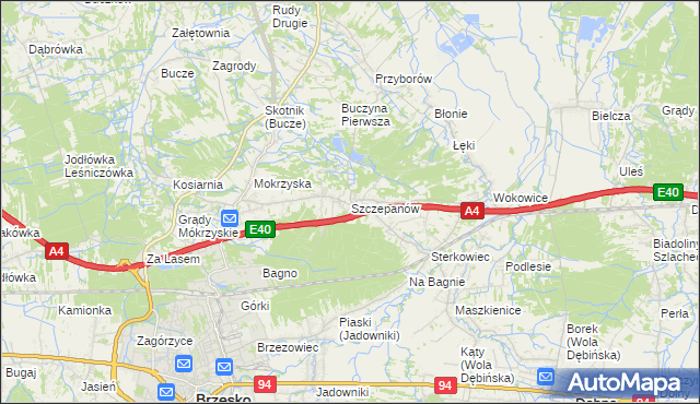mapa Szczepanów gmina Brzesko, Szczepanów gmina Brzesko na mapie Targeo