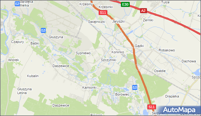 mapa Szczytniki gmina Kórnik, Szczytniki gmina Kórnik na mapie Targeo