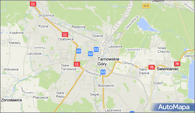 mapa Tarnowskie Góry, Tarnowskie Góry na mapie Targeo