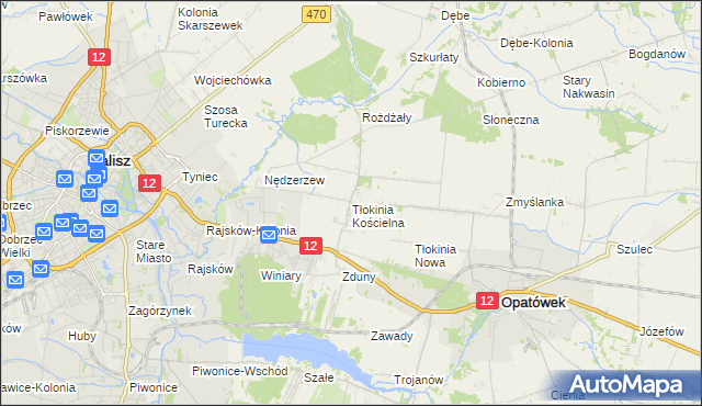 mapa Tłokinia Kościelna, Tłokinia Kościelna na mapie Targeo