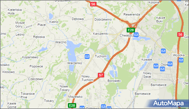 mapa Tuchom, Tuchom na mapie Targeo