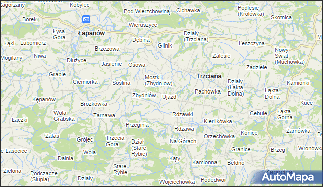 mapa Ujazd gmina Trzciana, Ujazd gmina Trzciana na mapie Targeo