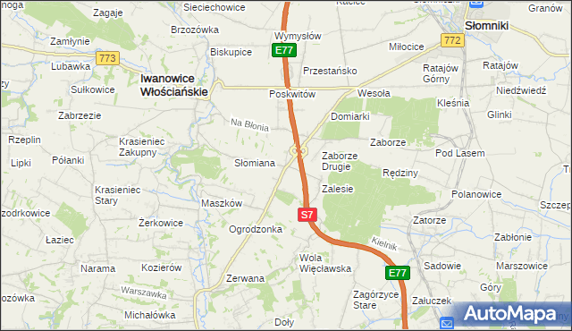 mapa Widoma gmina Iwanowice, Widoma gmina Iwanowice na mapie Targeo