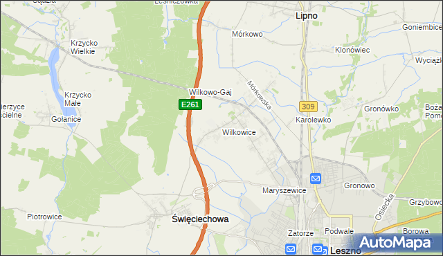 mapa Wilkowice gmina Lipno, Wilkowice gmina Lipno na mapie Targeo