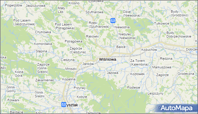 mapa Wiśniowa powiat strzyżowski, Wiśniowa powiat strzyżowski na mapie Targeo