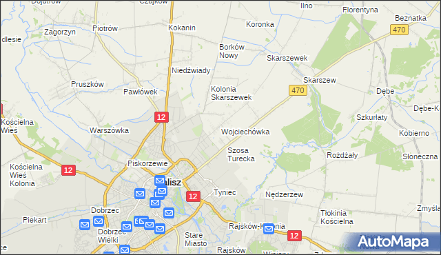 mapa Wojciechówka gmina Żelazków, Wojciechówka gmina Żelazków na mapie Targeo