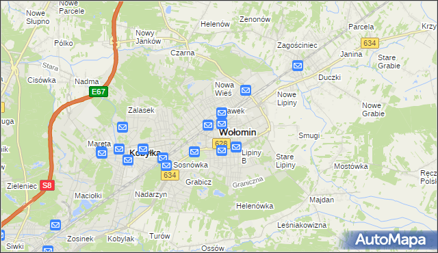 mapa Wołomin, Wołomin na mapie Targeo