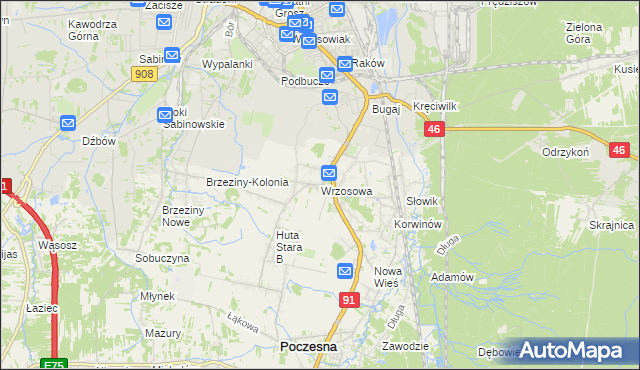 mapa Wrzosowa, Wrzosowa na mapie Targeo