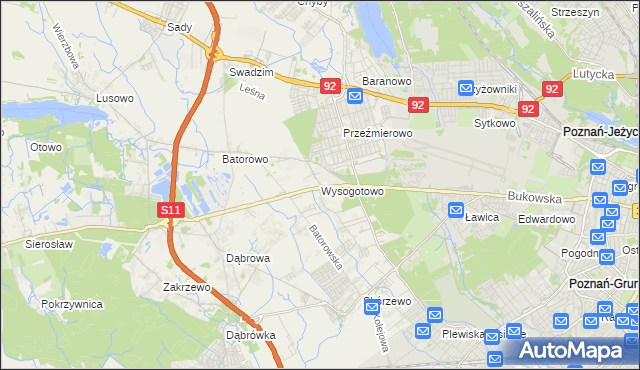 mapa Wysogotowo, Wysogotowo na mapie Targeo