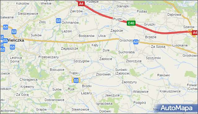 mapa Zabłocie gmina Biskupice, Zabłocie gmina Biskupice na mapie Targeo