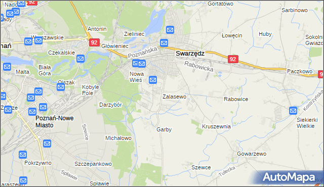 mapa Zalasewo, Zalasewo na mapie Targeo