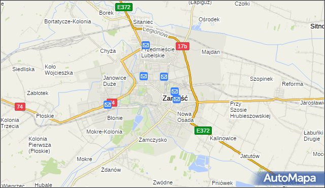 mapa Zamościa, Zamość na mapie Targeo