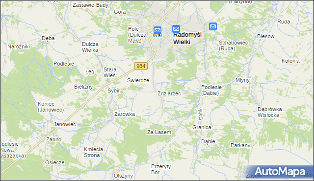 mapa Zdziarzec, Zdziarzec na mapie Targeo