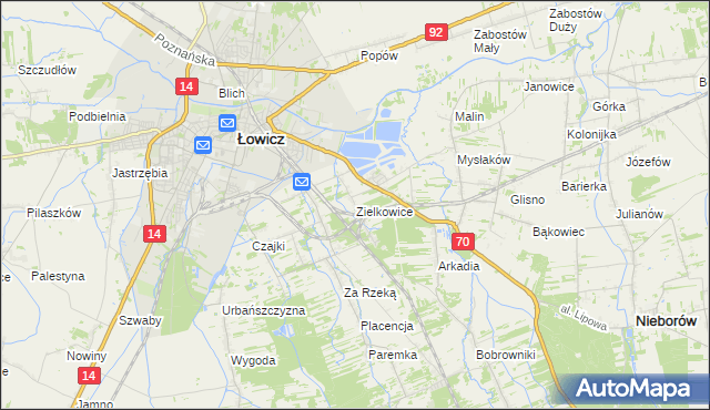 mapa Zielkowice, Zielkowice na mapie Targeo