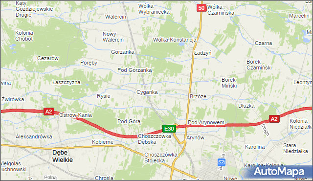 mapa Żuków gmina Mińsk Mazowiecki, Żuków gmina Mińsk Mazowiecki na mapie Targeo