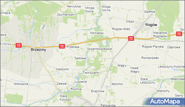 mapa Helenówka gmina Brzeziny, Helenówka gmina Brzeziny na mapie Targeo