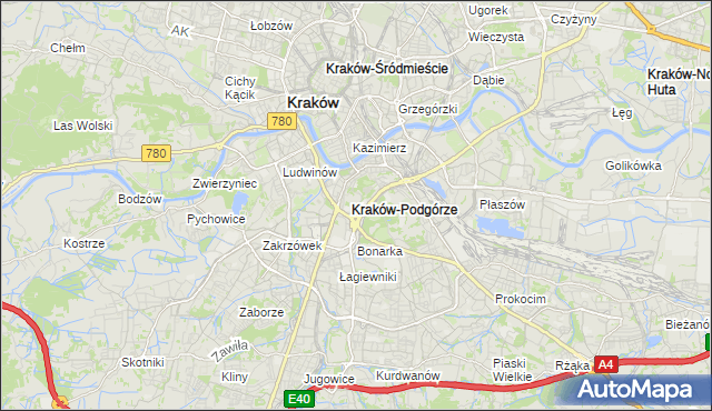 mapa Podgórze gmina Kraków, Podgórze gmina Kraków na mapie Targeo