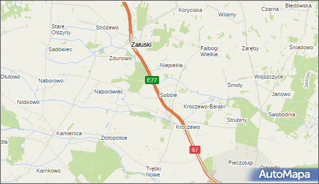 mapa Sobole gmina Załuski, Sobole gmina Załuski na mapie Targeo
