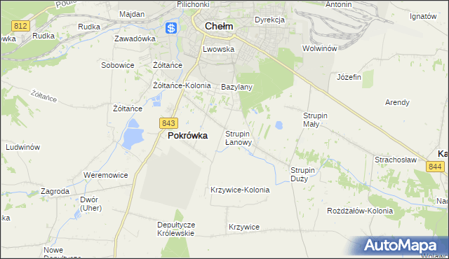 mapa Strupin Łanowy, Strupin Łanowy na mapie Targeo