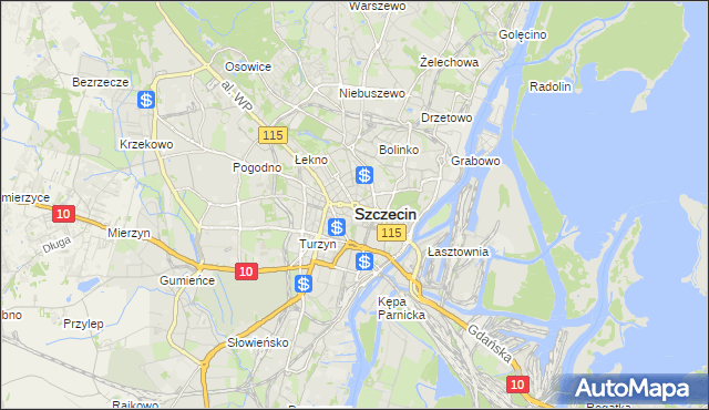 mapa Szczecina, Szczecin na mapie Targeo