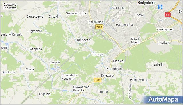 mapa Turczyn gmina Choroszcz, Turczyn gmina Choroszcz na mapie Targeo