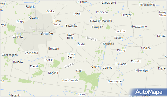 mapa Borów gmina Grabów, Borów gmina Grabów na mapie Targeo