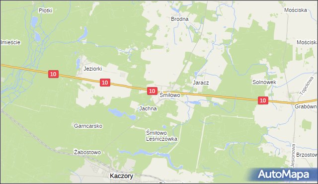 mapa Śmiłowo gmina Kaczory, Śmiłowo gmina Kaczory na mapie Targeo