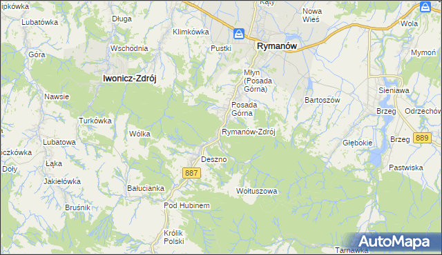 mapa Rymanów-Zdrój, Rymanów-Zdrój na mapie Targeo
