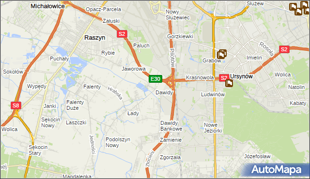 mapa Dawidy gmina Raszyn, Dawidy gmina Raszyn na mapie Targeo