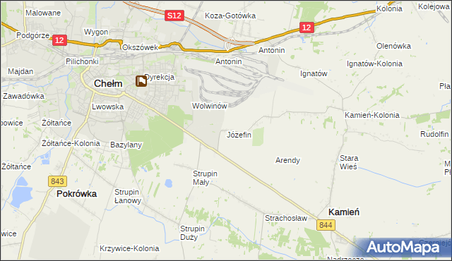 mapa Józefin gmina Kamień, Józefin gmina Kamień na mapie Targeo