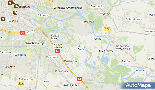 mapa Mokry Dwór gmina Siechnice, Mokry Dwór gmina Siechnice na mapie Targeo