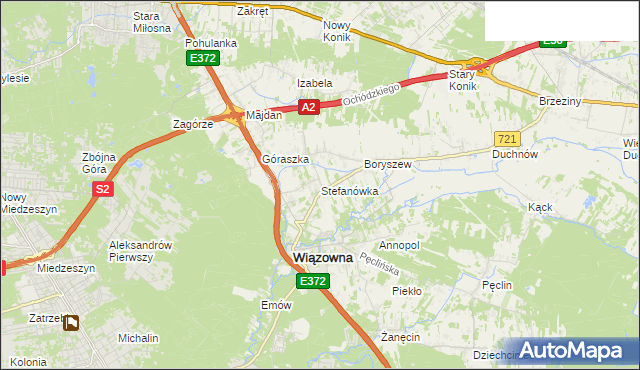 mapa Stefanówka gmina Wiązowna, Stefanówka gmina Wiązowna na mapie Targeo