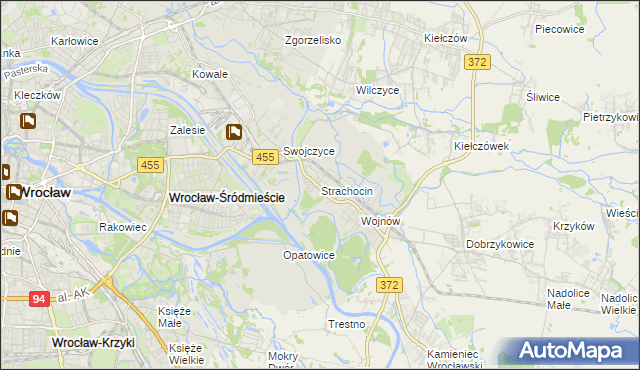 mapa Strachocin gmina Wrocław, Strachocin gmina Wrocław na mapie Targeo