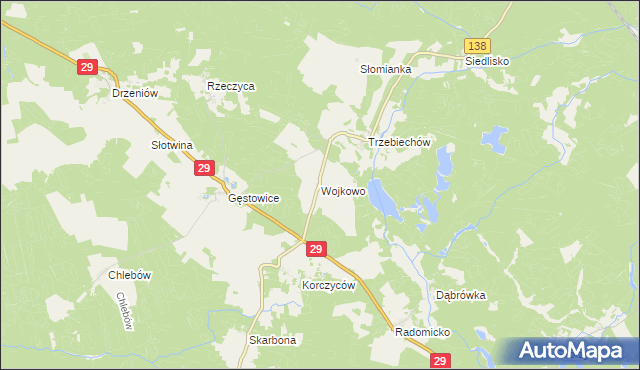 mapa Wojkowo gmina Maszewo, Wojkowo gmina Maszewo na mapie Targeo
