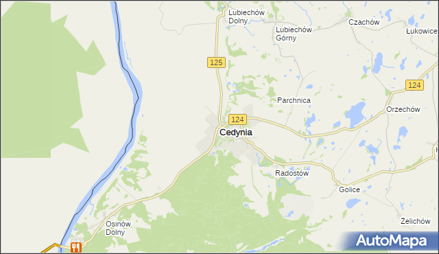 mapa Cedynia, Cedynia na mapie Targeo