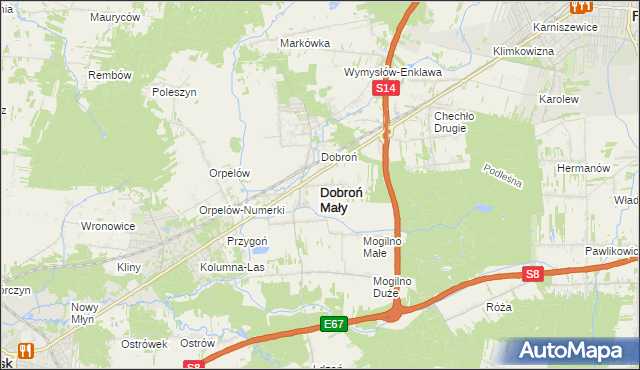 mapa Dobroń Mały, Dobroń Mały na mapie Targeo