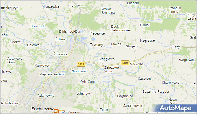 mapa Dzięglewo, Dzięglewo na mapie Targeo