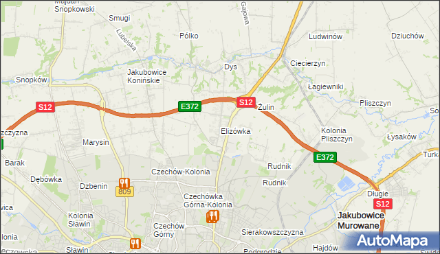 mapa Elizówka gmina Niemce, Elizówka gmina Niemce na mapie Targeo