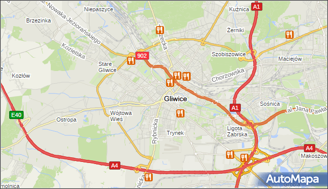 mapa Gliwic, Gliwice na mapie Targeo
