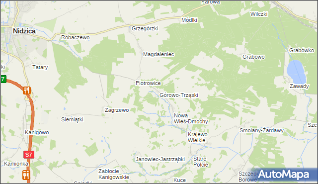 mapa Górowo-Trząski, Górowo-Trząski na mapie Targeo