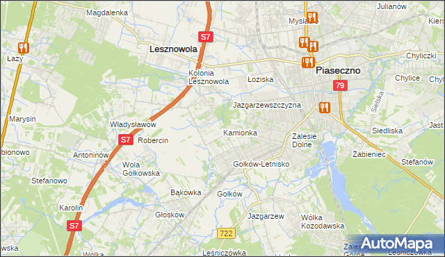 mapa Kamionka gmina Piaseczno, Kamionka gmina Piaseczno na mapie Targeo