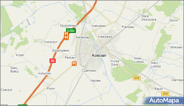 mapa Kościan, Kościan na mapie Targeo