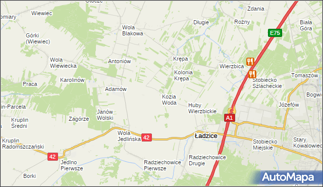 mapa Kozia Woda, Kozia Woda na mapie Targeo